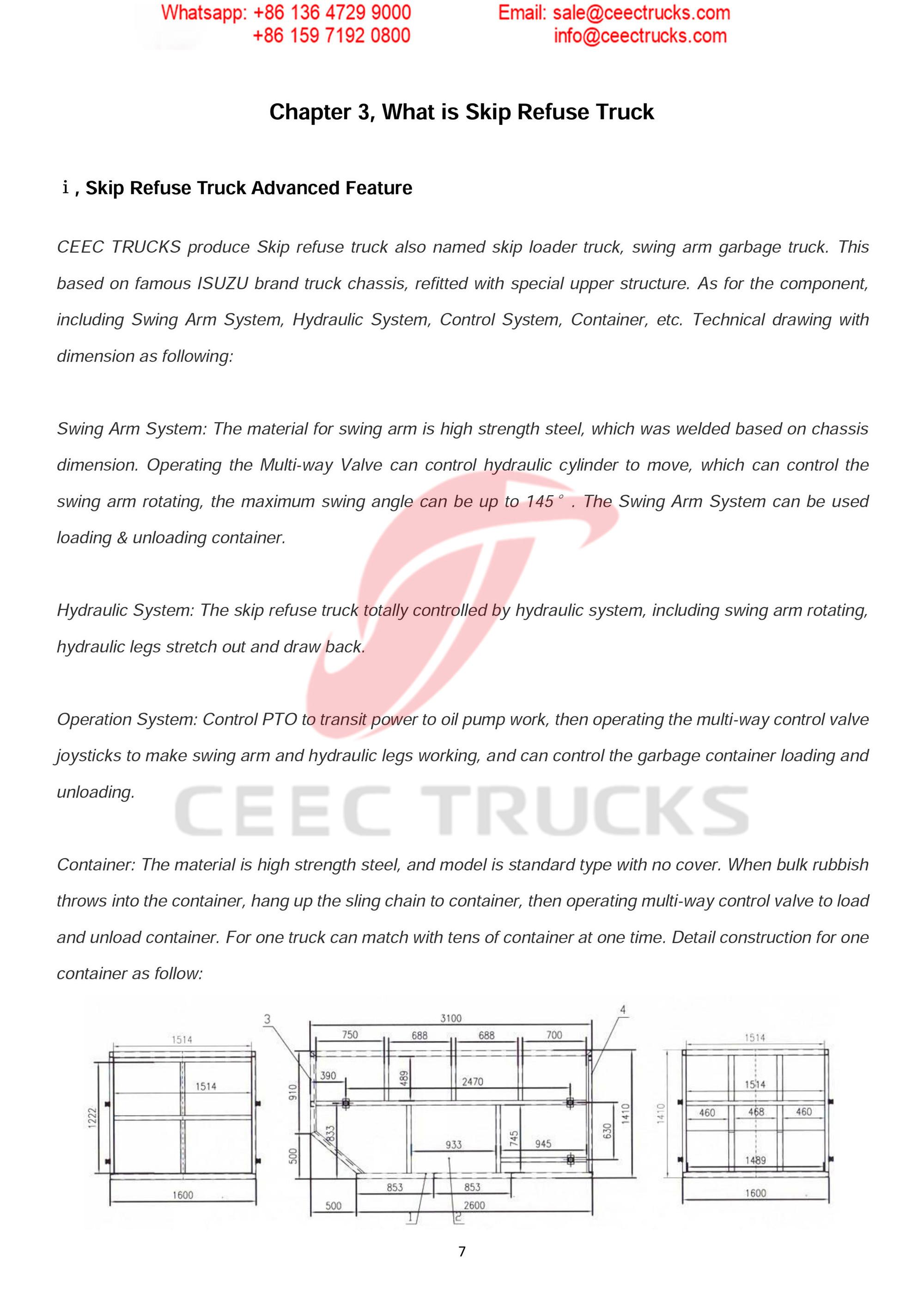 ISUZU 6CBM skip refuse truck Operation Manual ISUZU 6CBM skip refuse truck Operation Manual
