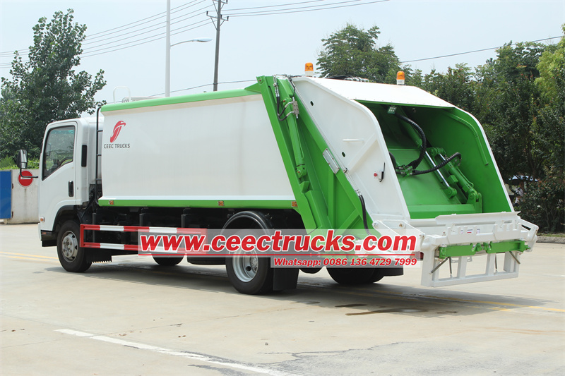 Isuzu rear loader compactor truck
