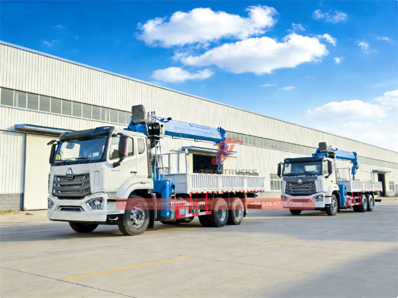 Howo 6x4 cargo truck mounted 14 tons crane
