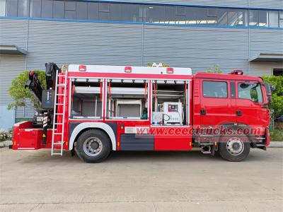Howo multipurpose fire truck with hydraulic crane