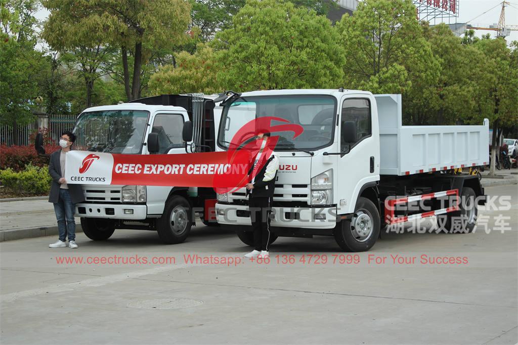 Djibouti - Pemampat sampah ISUZU 6CBM dan trak dumper ISUZU 700P Dimuat dalam Kontena